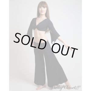 画像: 【レッスン着】　トップス＆パンツの上下2点セット　肌触りのいい黒ストレッチ生地は着心地抜群☆